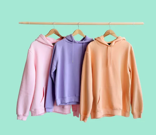 Three Different Colors of Hoodies Display
